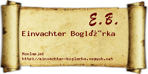 Einvachter Boglárka névjegykártya
